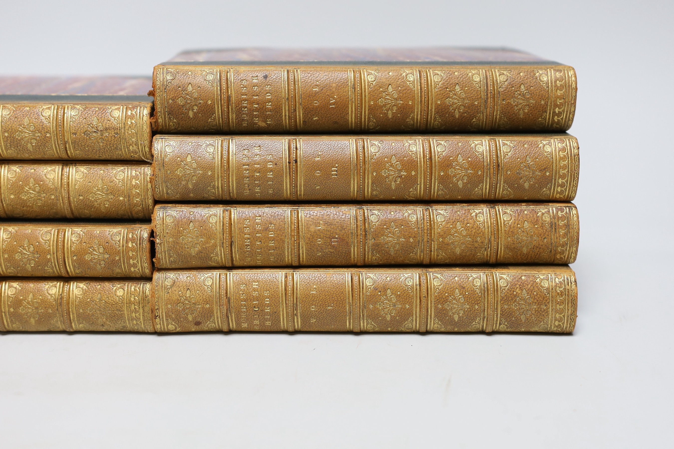 Morris - British Birds, vols 1-8, half calf